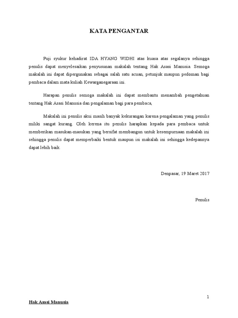 Kata Pengantar Daftar Isi Ham