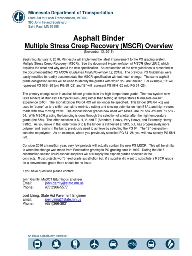 MSCR Asphalt Binder Guidelines | PDF | Road Surface | Materials
