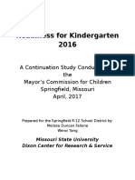 Readiness For Kindergarten 2016