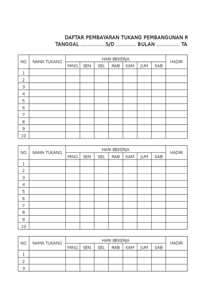 Absensi Tukang Bangunan GTK Guru