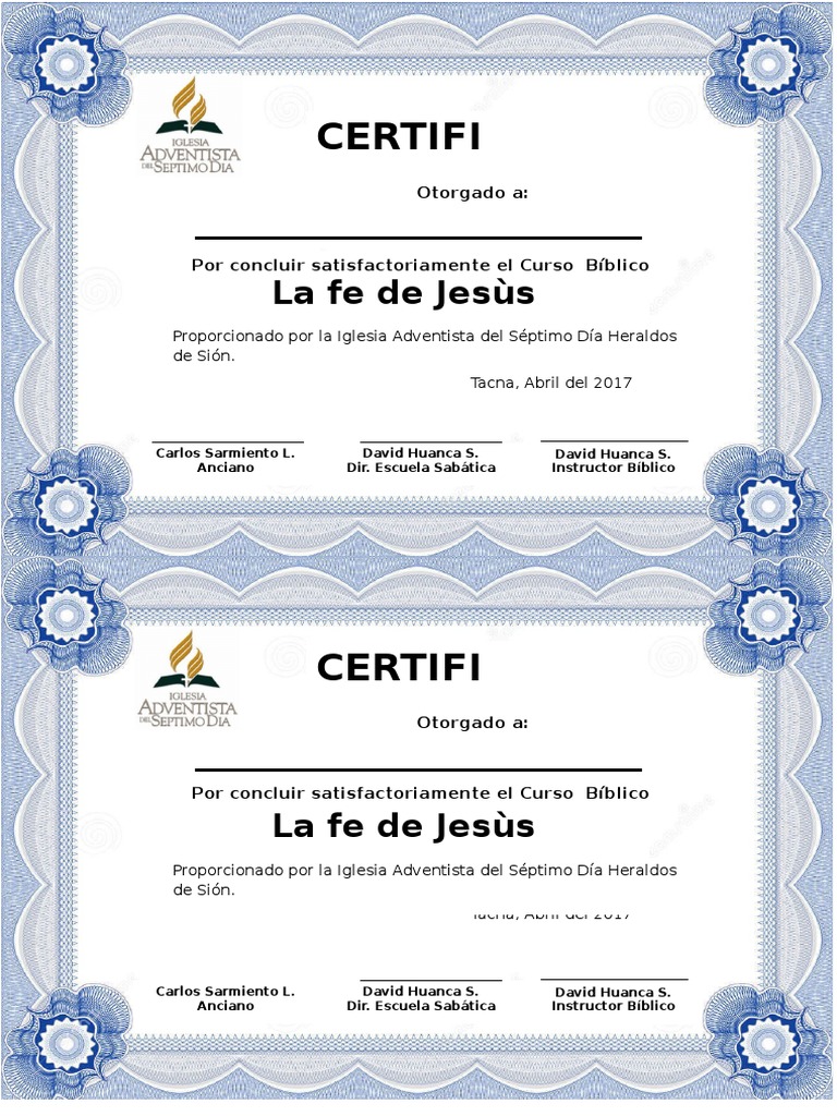 Certificado Fe de Jesus | PDF