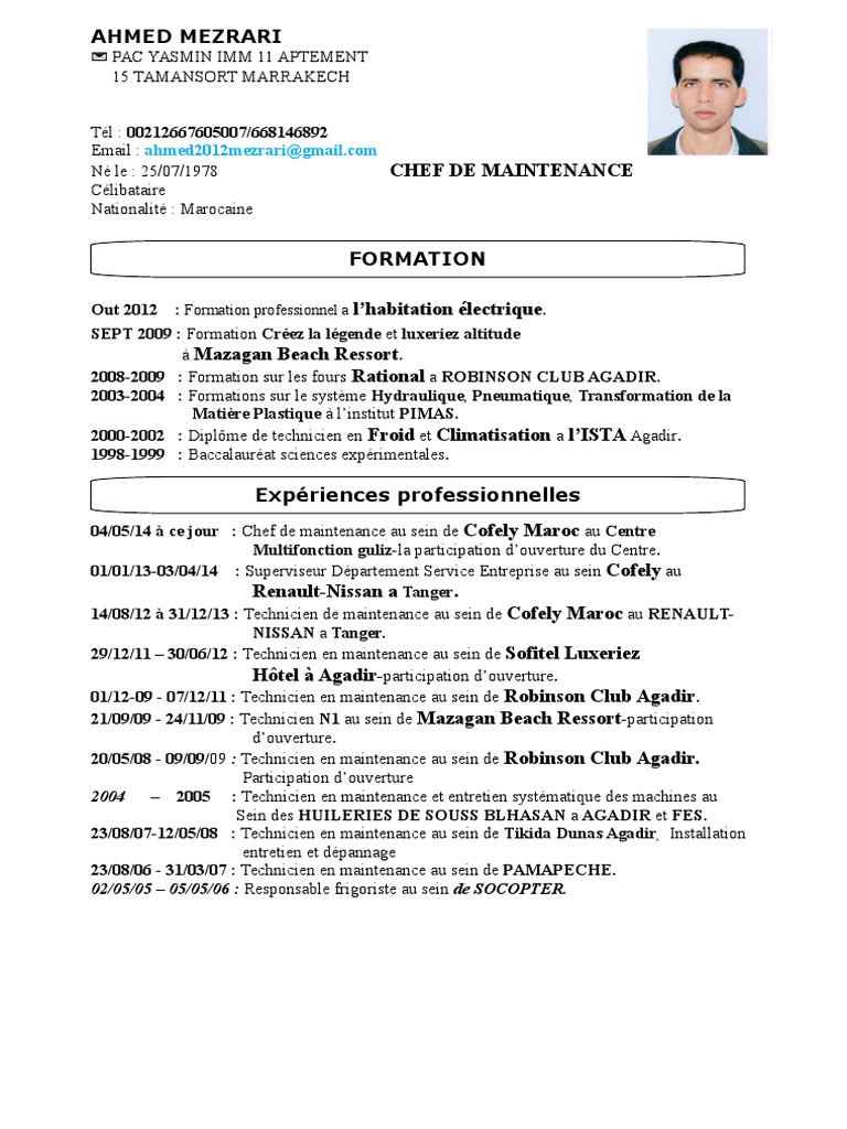 CV CV CV  Maroc  Science
