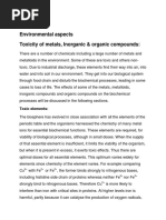 2.4 Environmental Aspects Toxicity of Metals, Inorganic & Organic Compounds