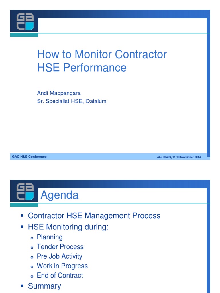 Monitoring Contractor HSE Performance | PDF | General Contractor | Audit