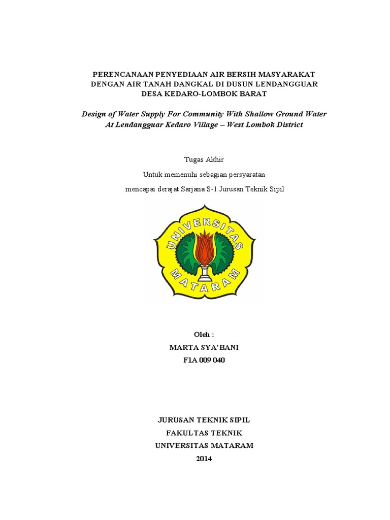DT Perencanaan Jaringan Air Bersih Dengan A | PDF