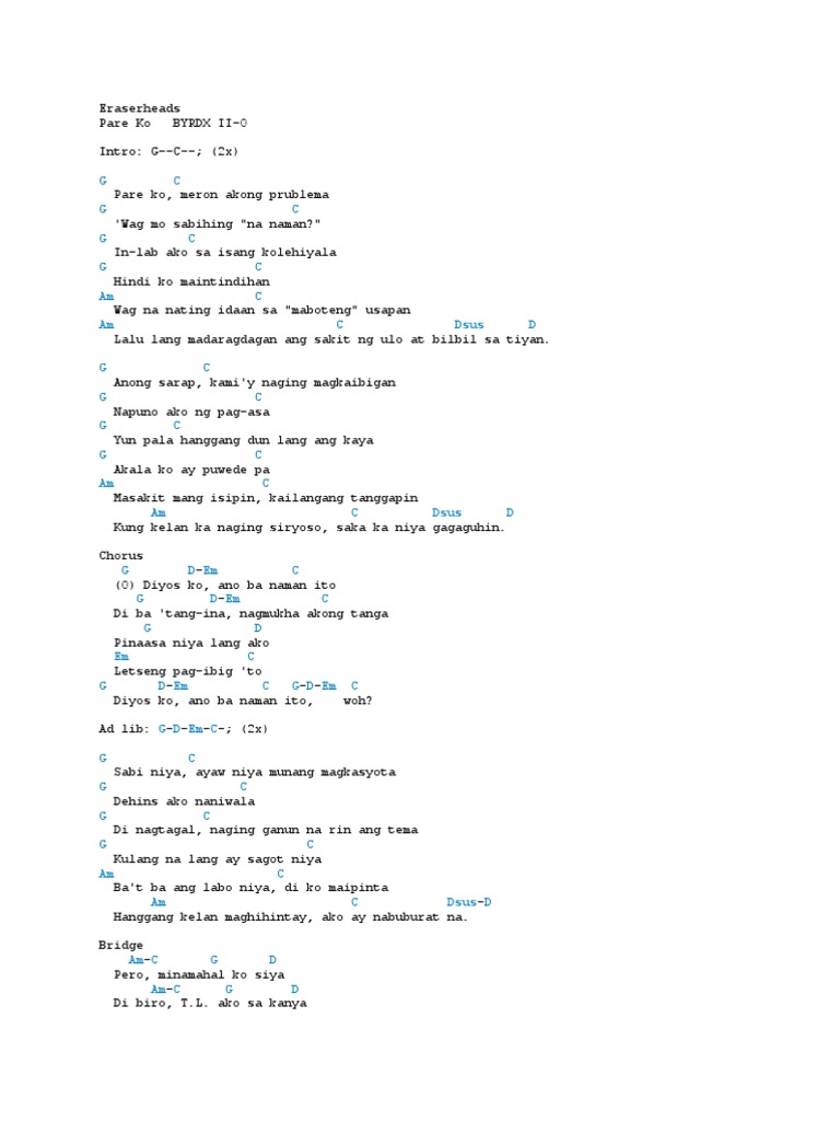 Eraserheads Pare Ko Chords PDF