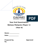 Year End Examination Bahasa Malaysia (Paper 1) (Year 6) : Name: - Date