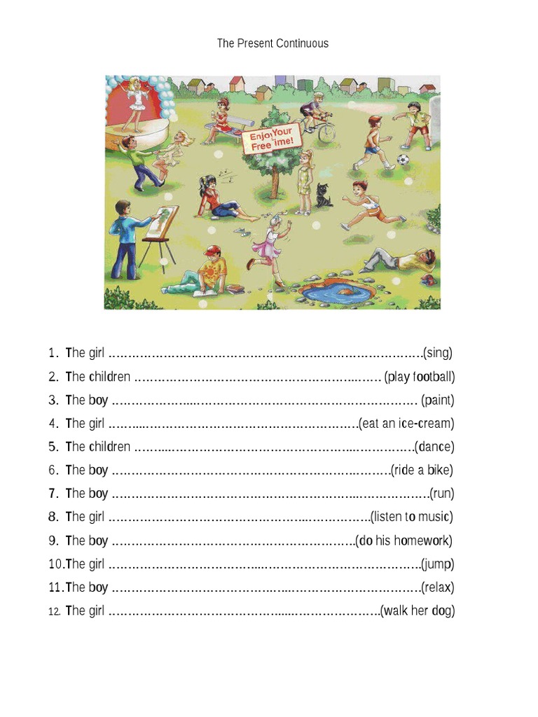 Present Continuous Activities for Kids | PDF | Sports & Recreation