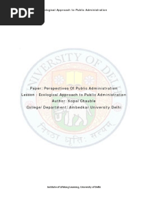 Ecological Approach To Public Administration