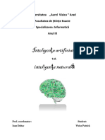 Inteligenta Artificiala Vs - Inteligenta Naturala