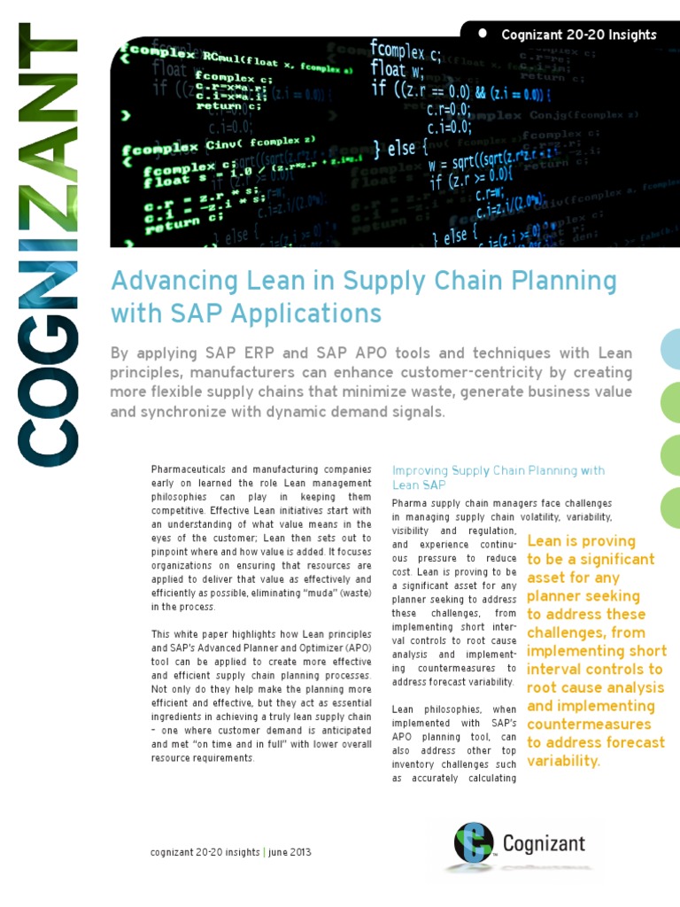 Advancing Lean in Supply Chain Planning With SAP Applications PDF | PDF