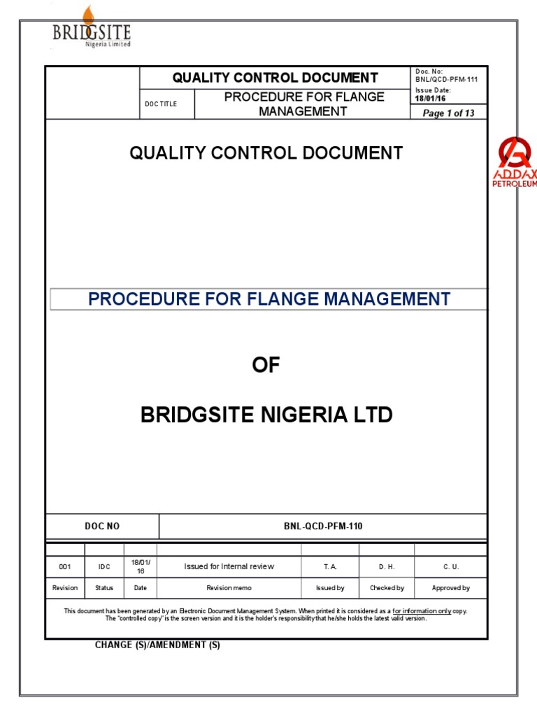 Flange Management Procedure Guide | PDF | Screw | Pipe (Fluid Conveyance)