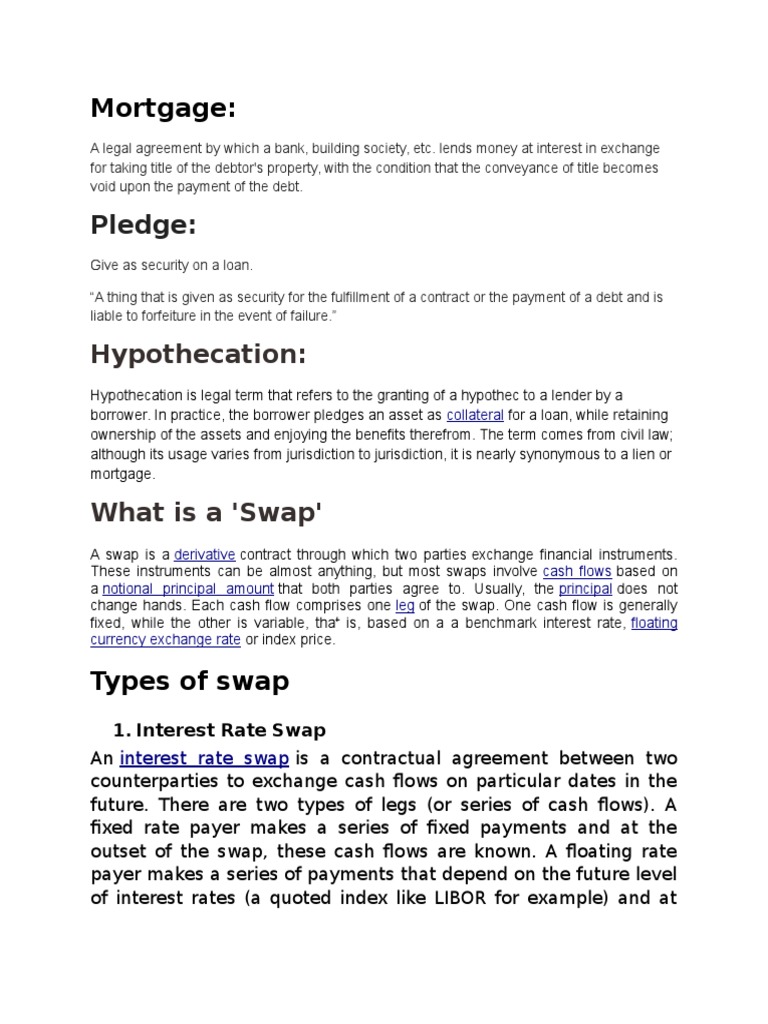 Mortgage Swap (Finance) Bonds (Finance)