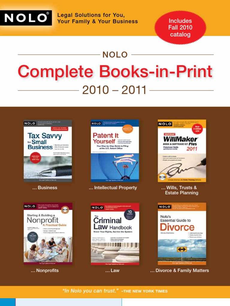 Nolo Complete Books In Print 2010 2011 Nonprofit Organization Tax Deduction