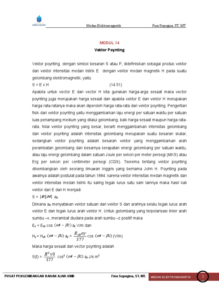 Modul 14 Vektor Poynting | PDF