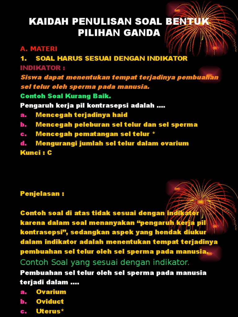 Kaidah Penulisan Soal Pilihan Ganda