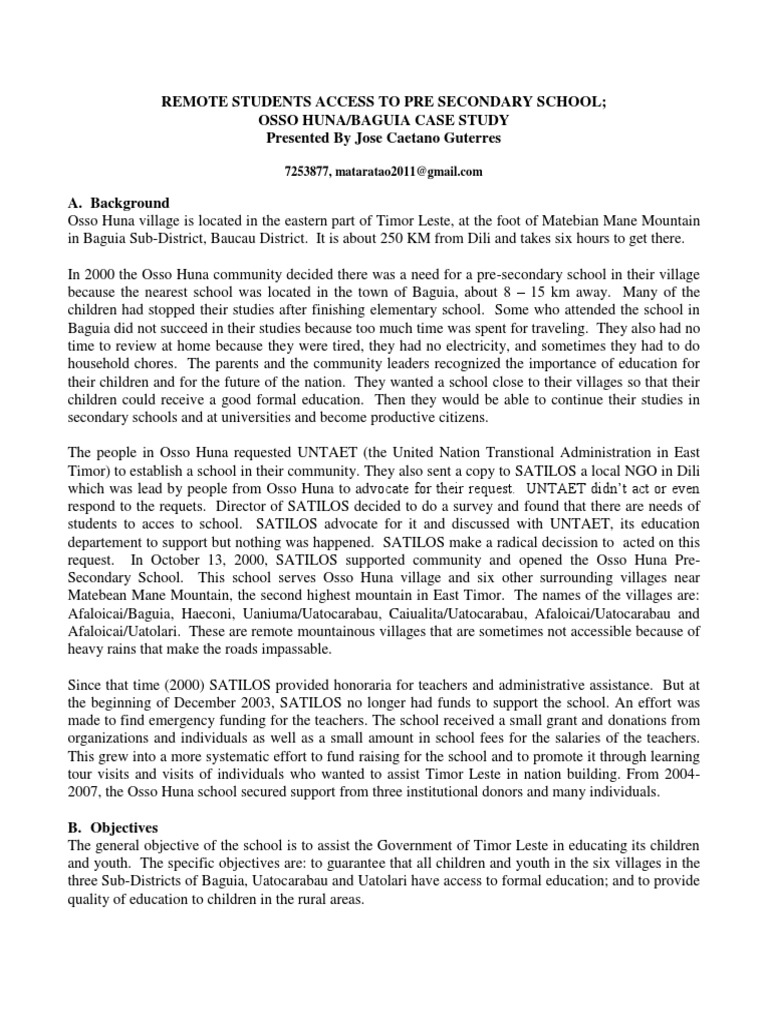 Jose Caetano Guterres 2011 Paper On Remote Students Access To Junior 