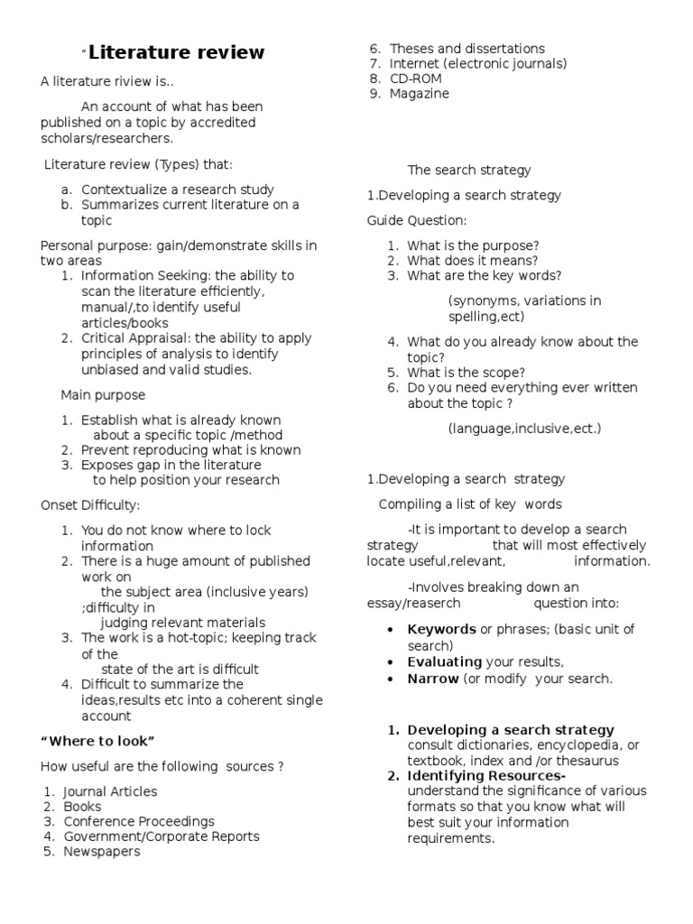 Literature review research paper outline picture