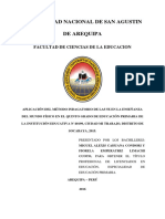 Aplicacion de Método Indagatorio de Las 5E en La Enseñanza de Mundo Fisico en El Quinto Grado de Educacion Primaria de La Institucion Educativa N 40199, Ciudad Mi Trabajo, Socabaya