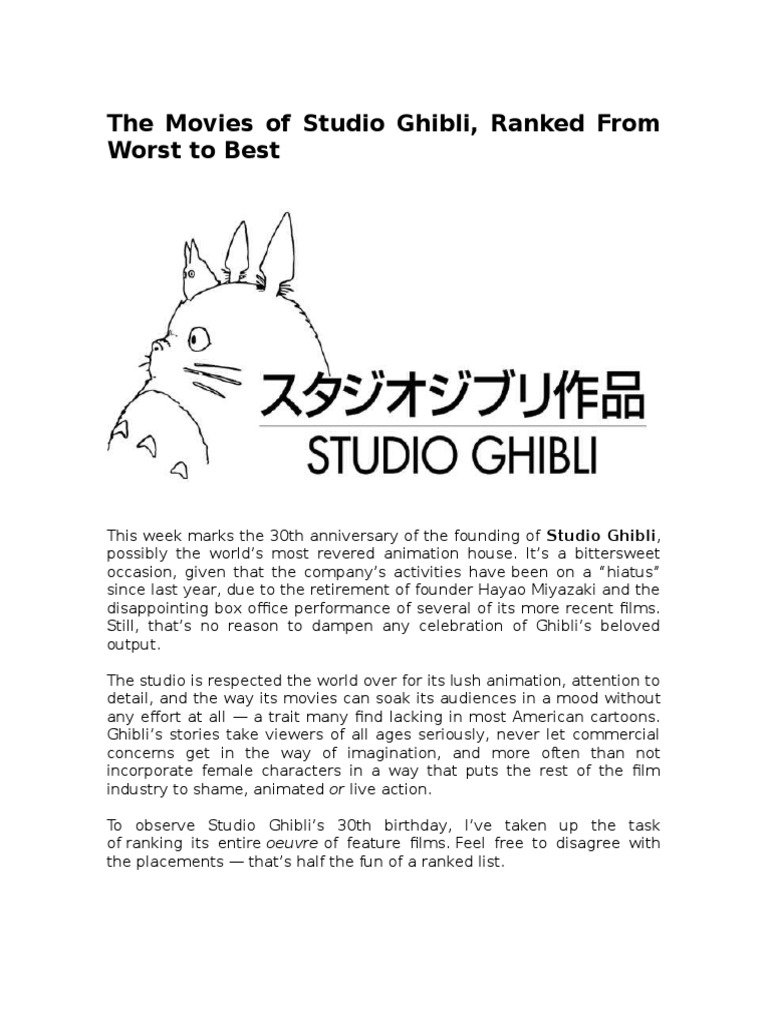 List of Studio Ghibli feature films, Facts