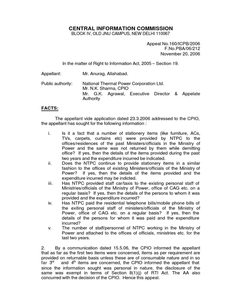 CIC Important Decisions | PDF | Appeal | Privacy
