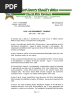 Gulf County Sheriff's Office Law Enforcement Summary May 1, 2017 - May 7, 2017