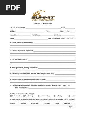 volunteer application