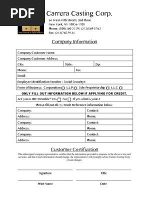 New Customer Application