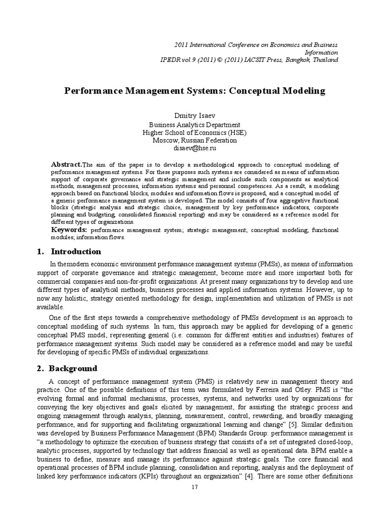 Performance Management Systems: Conceptual Modeling: Abstract | PDF