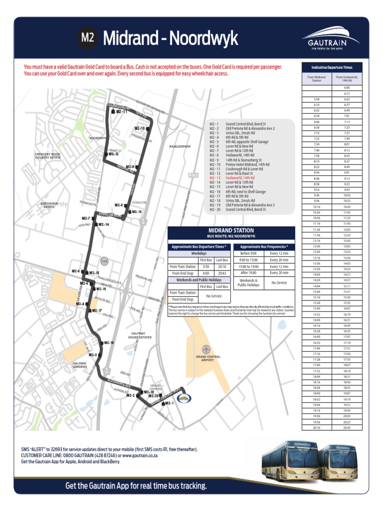 Bus Route Map Noordwyk M2 | Passenger Rail Transport | Transportation ...