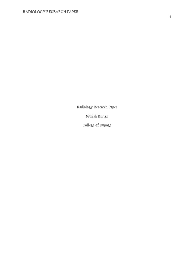 Radiology Research Paper