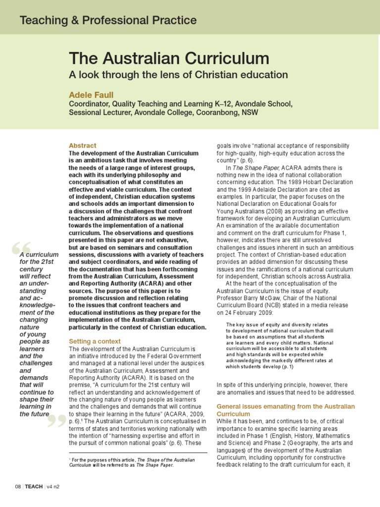 The Australian Curriculum | PDF | Curriculum | Schools