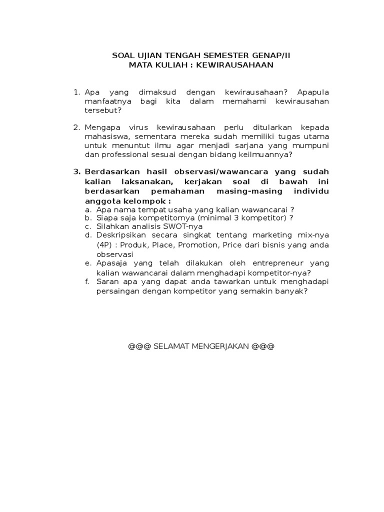 Soal Uts Kwu Pdf