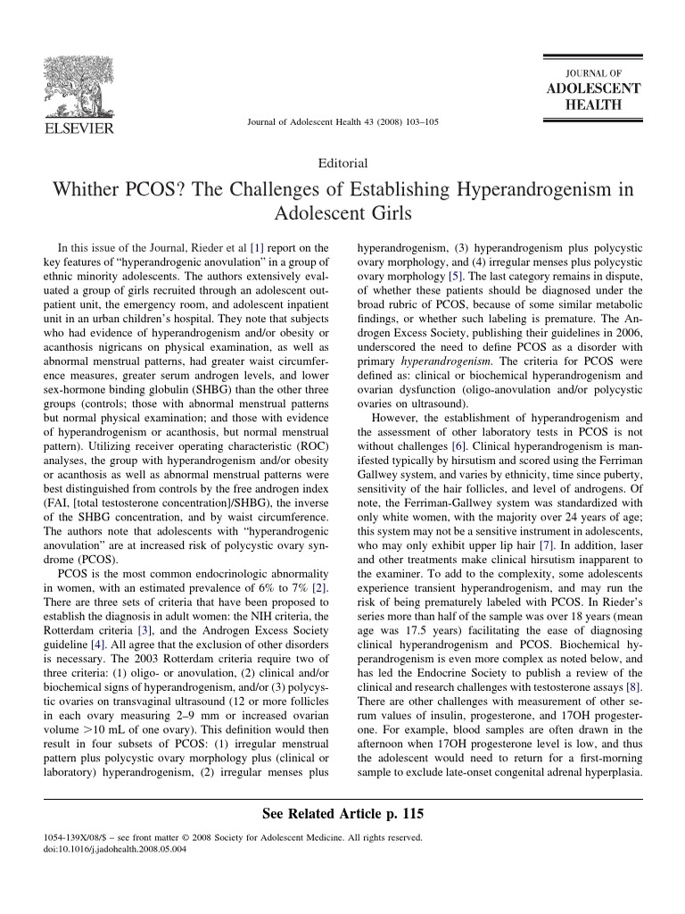 Whither PCOS The Challenges of Establishing Hyperandrogenism in ...