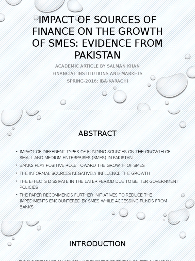 Finance Sources Impact on SME Growth in Pakistan | PDF | Small And ...