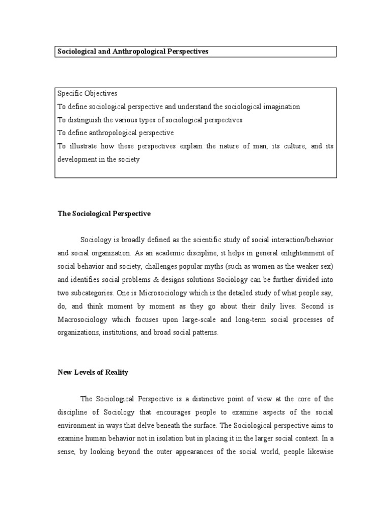 Sociological and Anthropological Insights | PDF | Sociology | Anthropology