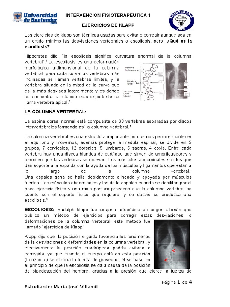 Ejercicios de Klapp para Escoliosis | PDF | La columna vertebral | Vértebra
