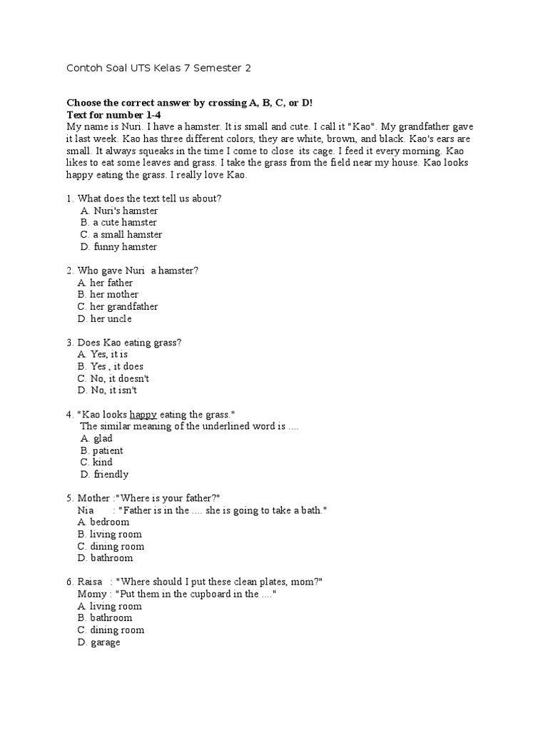 Mempersiapkan Diri untuk Kesuksesan: Contoh Soal UTS Kelas 7 Semester 2 Beserta Pembahasan Mendalam