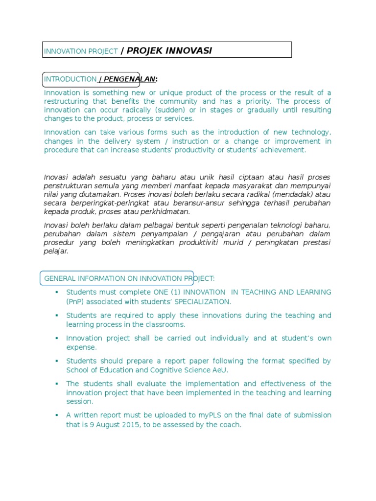 Projek Innovasi: / Pengenalan | PDF