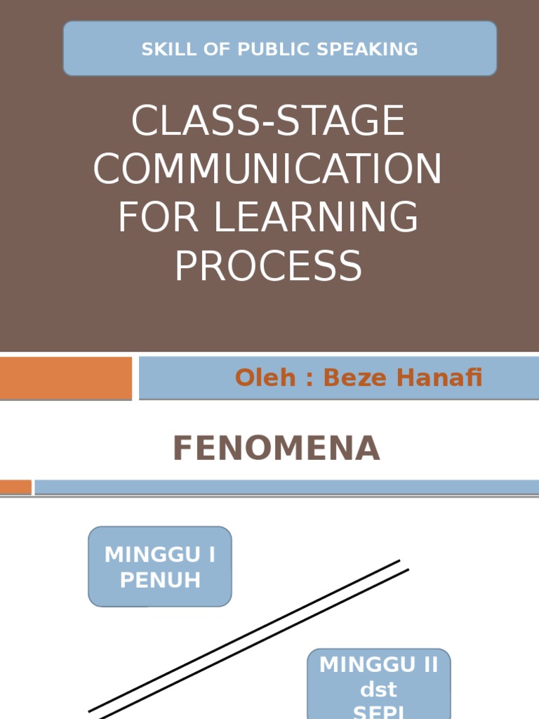 Class-Stage Communication For Learning Process: Oleh: Beze Hanaf | PDF ...