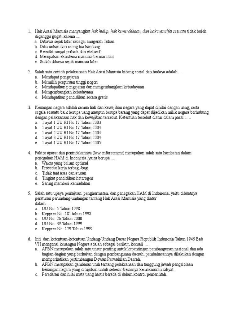 Soal Latihan Pkn 1