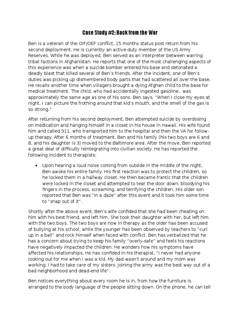 Case Study 2 - Back From War | PDF | Posttraumatic Stress Disorder ...