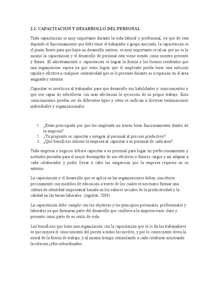 Capacitacion y Desarrollo Del Personal | PDF | Recursos humanos ...