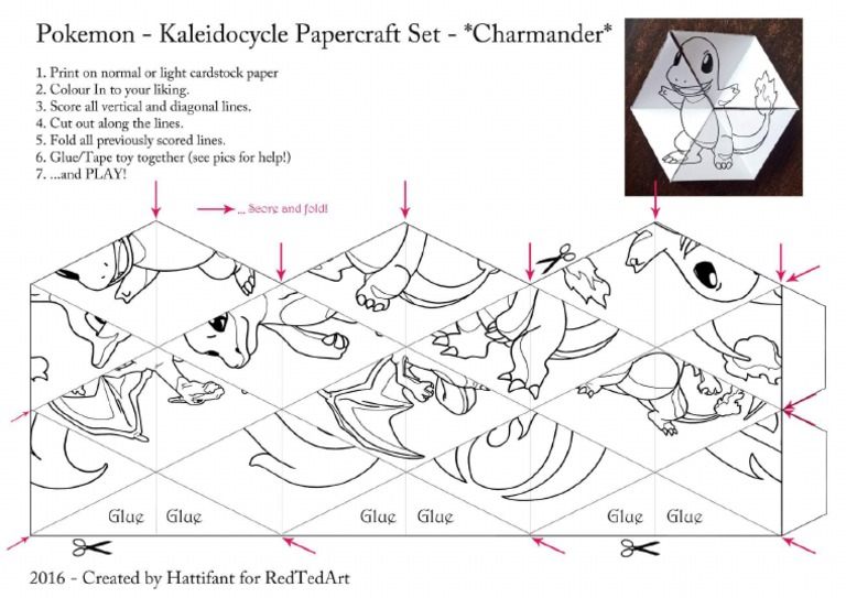 Kaleidocycle Pokemon Charmander A4.Compressed