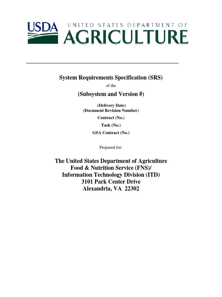 USDA Funcspecs PDF PDF Business Process Specification (Technical