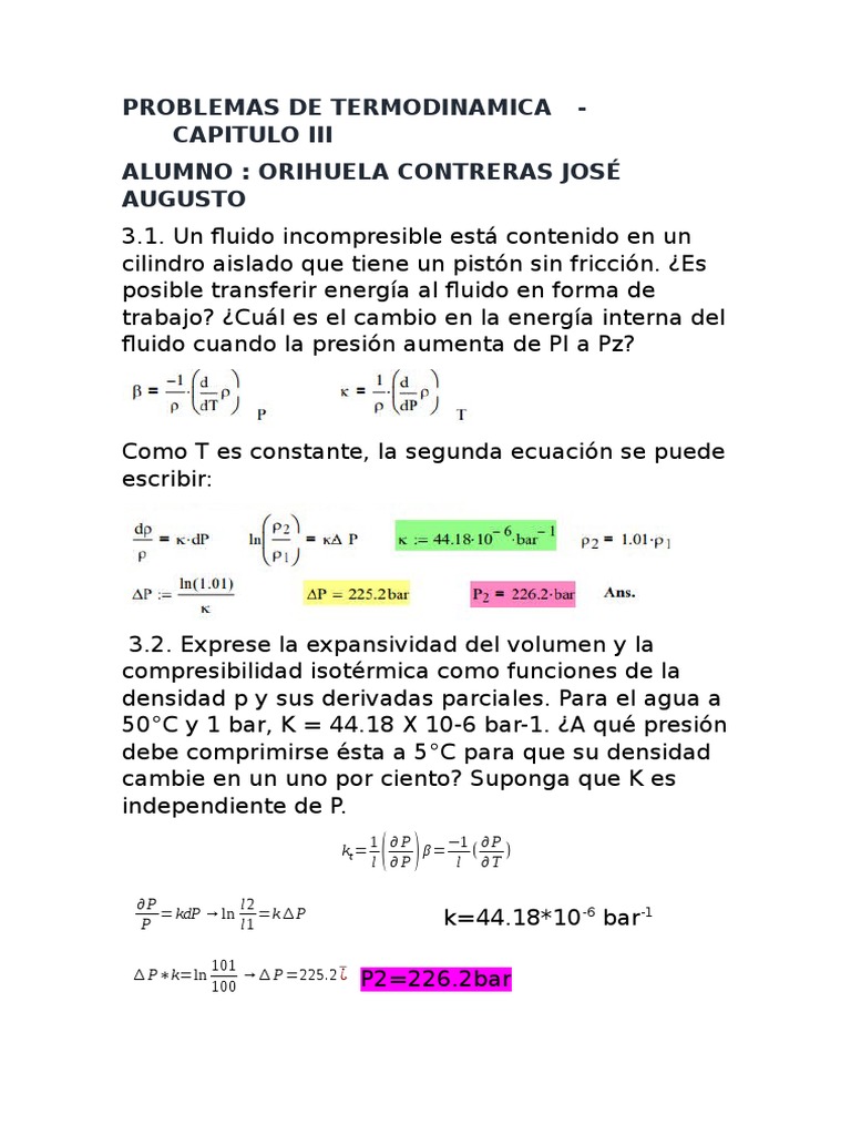 Problemas de Termodinámica y Fluidos | PDF | Fases de la materia | Gases