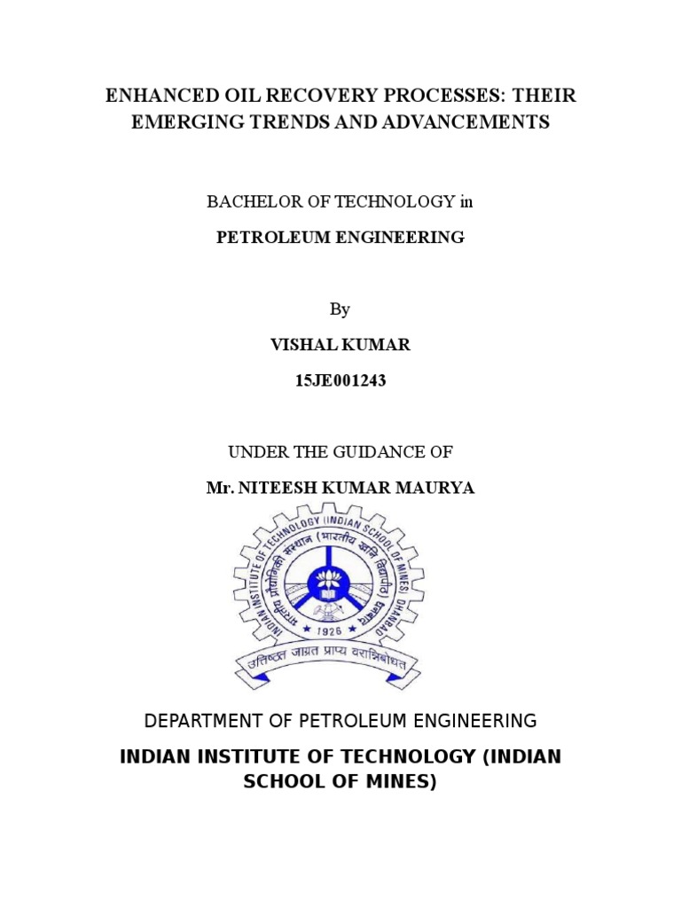 3rd Sem EOR Project | PDF | Enhanced Oil Recovery | Petroleum Reservoir