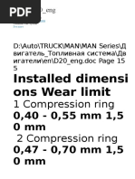 Installed Dimensi Ons Wear Limit: 1 Compression Ring