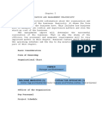 Basic Consideration Form of Ownership Organizational Chart: (Manager and Bookkeeper)