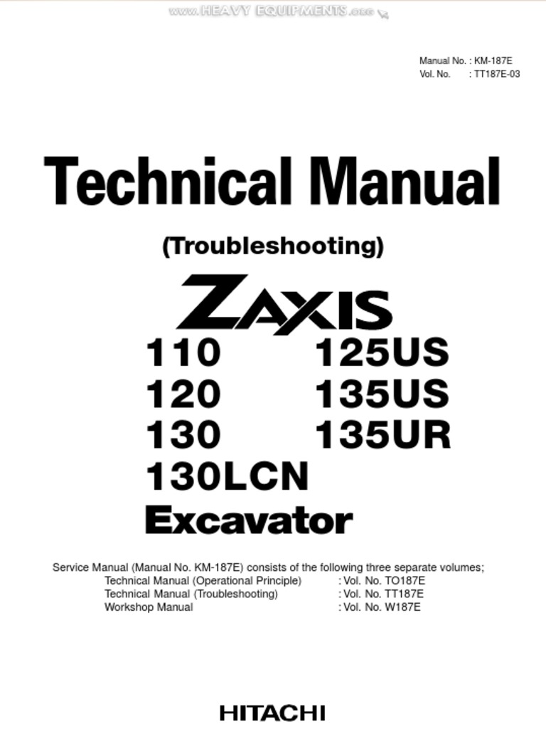 Manual Technical Hitachi Zaxis zx110 120 130lcn Hydraulic